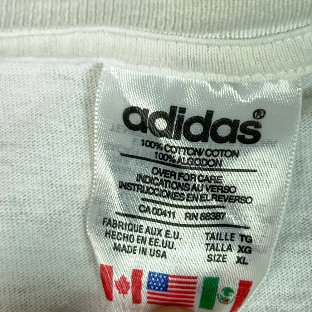 Vintage Adidas Shirt Men XL White Blue Logo Graphic Tee USA 1997 MN Soccer State